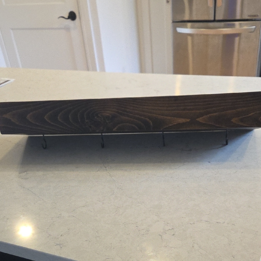 Wooden Wall Shelf with Hooks